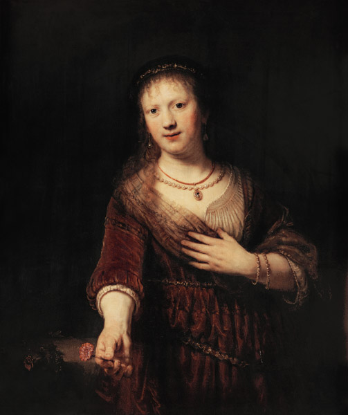 Saskia mit der roten Blume von Rembrandt van Rijn