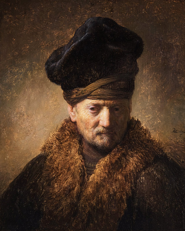Bildnis eines alten Mannes mit Pelzmütze von Rembrandt van Rijn