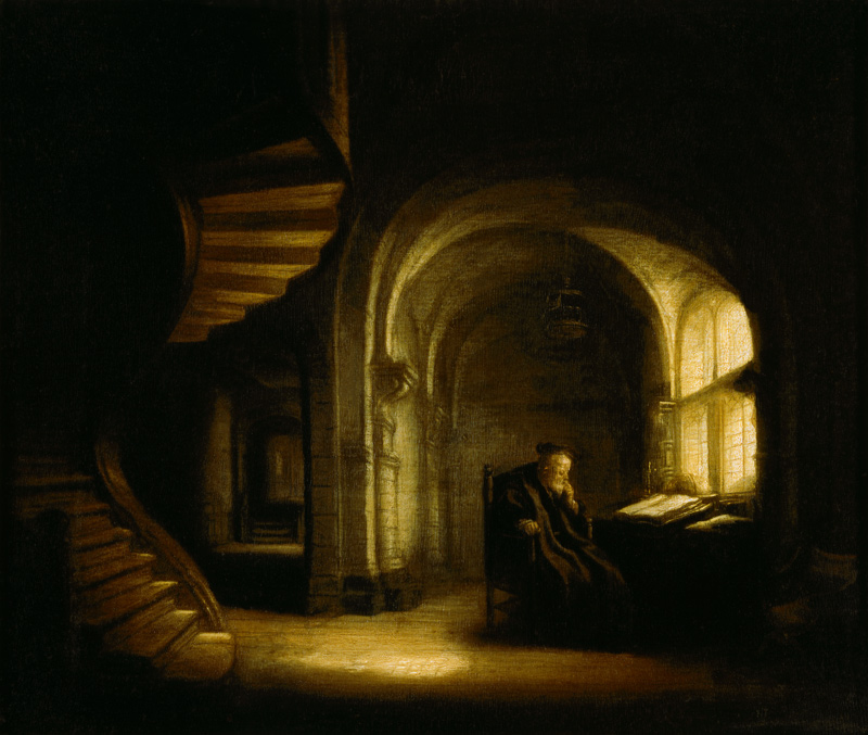 Philosoph mit einem offenen Buch von Rembrandt van Rijn