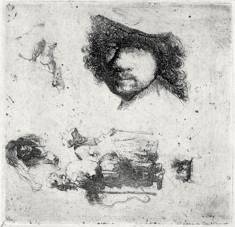 Selbstbildnis 1632 / Radierg. von Rembrandt van Rijn