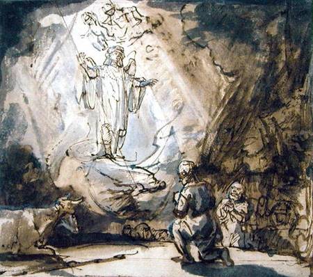 Annunciation to the Shepherds von Rembrandt van Rijn
