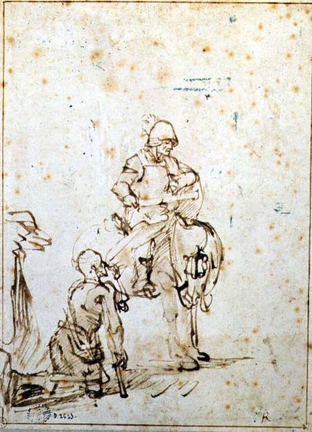 St. Martin and the Beggar (pen & ink on paper) von Rembrandt van Rijn