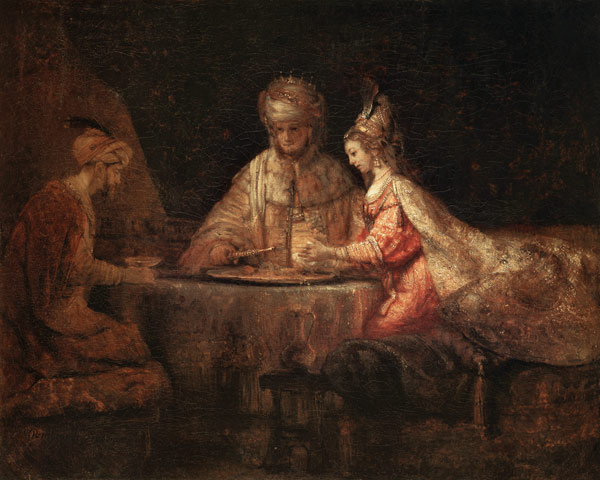 Ahasverus, Haman und Esther von Rembrandt van Rijn