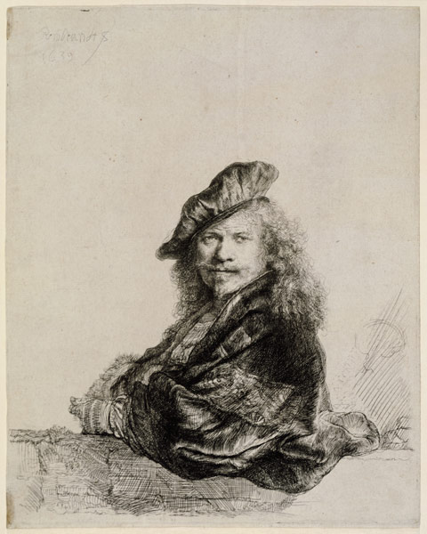 Selbstbildnis mit aufgelehntem Arm von Rembrandt van Rijn