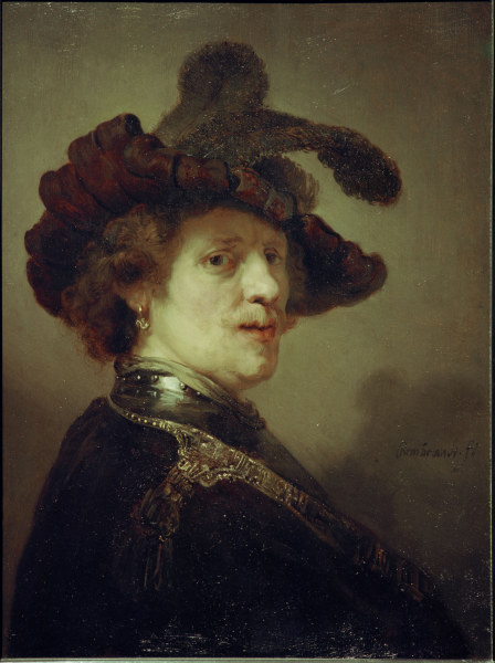 Rembrandt, Selbstbildnis mit Federhut von Rembrandt van Rijn