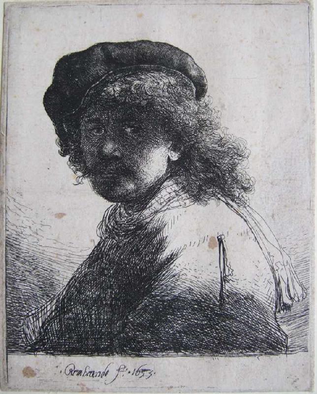 Selbstbildnis mit Schärpe um den Hals von Rembrandt van Rijn