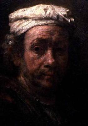 Portrait of the Artist at His Easel, detail of the face 1660