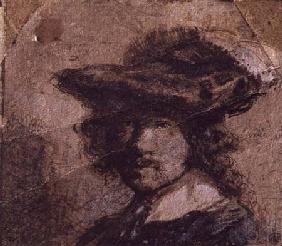 Self Portrait with a Plumed Hat and White Collar 1630  &