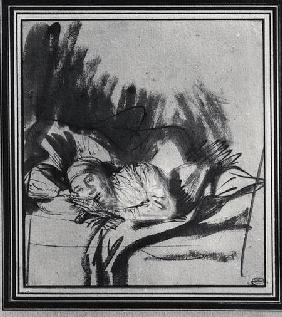 Sick woman in a bed, maybe Saskia, wife of the painter c.1640  &