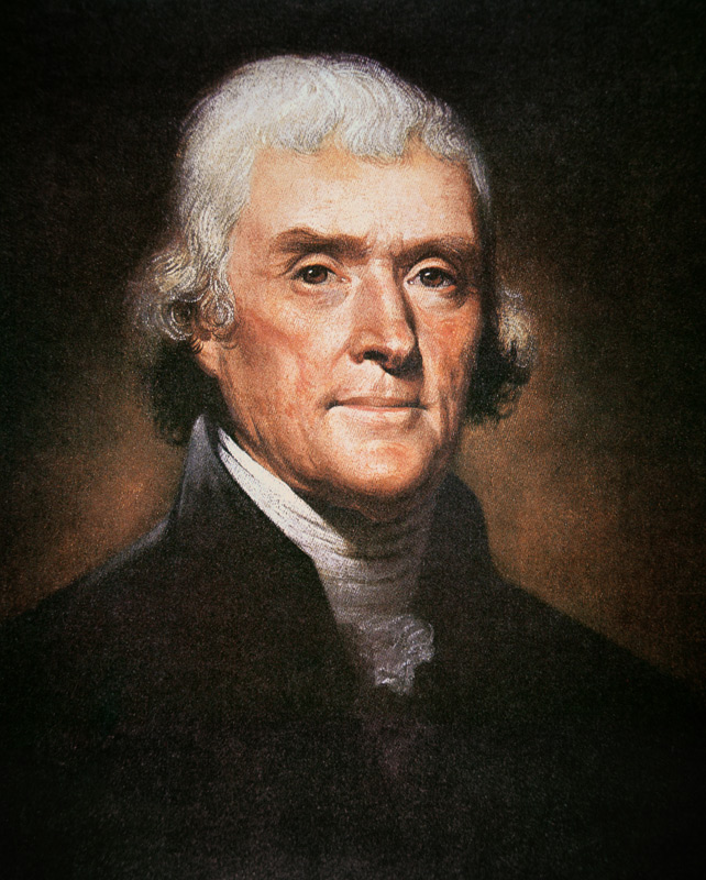 Thomas Jefferson (1743-1826) (colour litho) von Rembrandt Peale