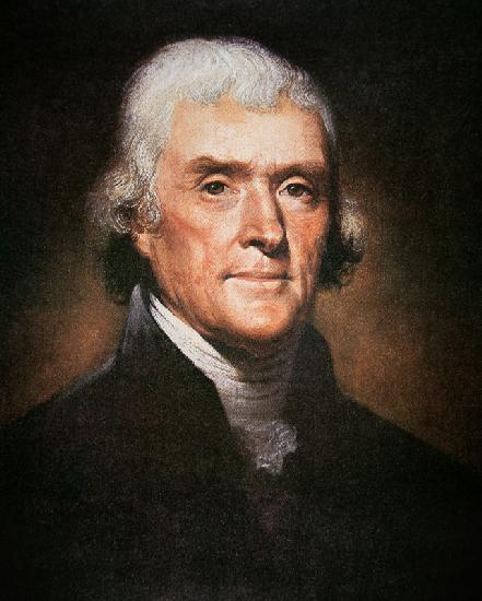 Thomas Jefferson (1743-1826) (colour litho) 1873