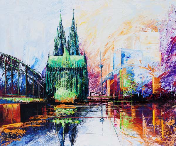 Kölner Dom Skyline Farbe 2 von Renate Berghaus