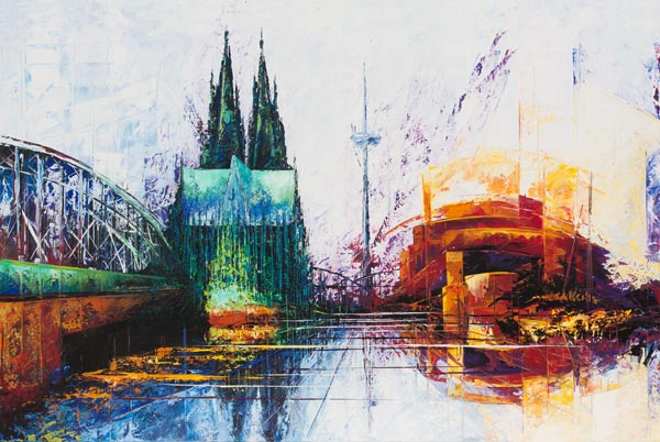 Kölner Dom Skyline Farbe 3 von Renate Berghaus