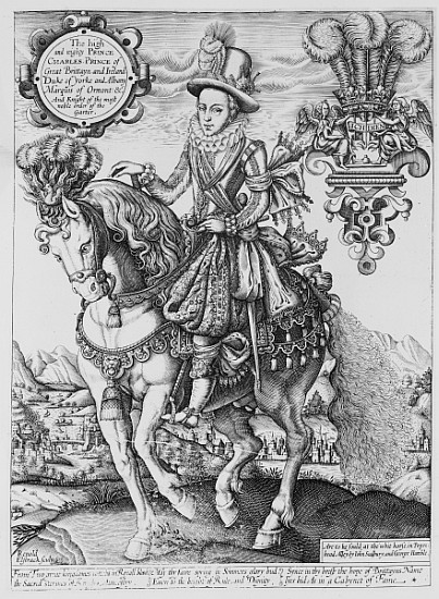 Charles I as Prince of Wales on Horseback, from ''The Book of Kings'' von Renold Elstrack