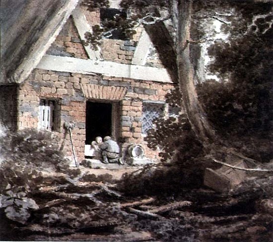 Scene at a Cottage Door (watercolour) von Rev. William Bree