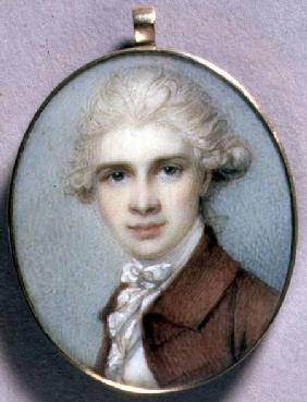 Portrait Miniature of a Young Man in a Brown Coat 1780's