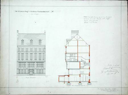 Design for a house for W. Flower Esq, Chelsea Embankment, London von Richard Norman Shaw