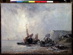 Boote an der Küste der Normandie 1823