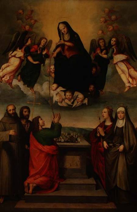 The Virgin of the Sacred Girdle with SS. Thomas, Francis, John the Baptist, Ursula and Elizabeth of von Ridolfo Ghirlandaio