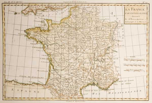 Landkarte von Frankreich von Rigobert Bonne