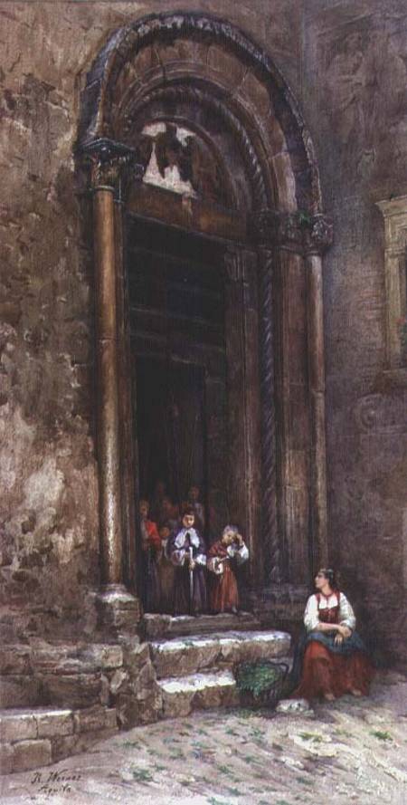 The side door of the Church of Santa Guiliana at Aquila degli Abruzzi von Rinaldo Werner