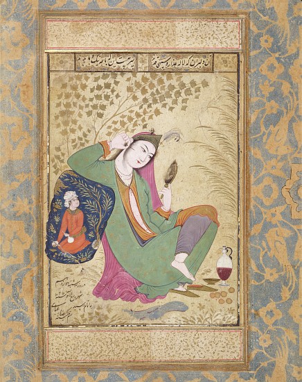 Lady with a Mirror, 16th/17th century von Riza-i Abbasi