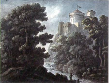 Landscape with castle on a rock von Robert Adam