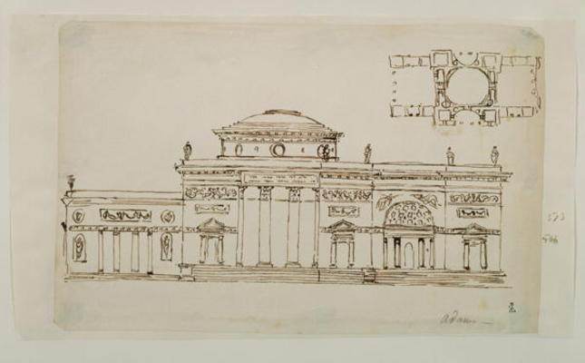 Sketched design for a domed building (pen & ink) von Robert Adam