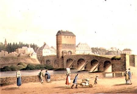 Entrance into Hanau over the Kinzig Bridge, from 'An Illustrated Record of Important Events in the A von Robert Bowyer