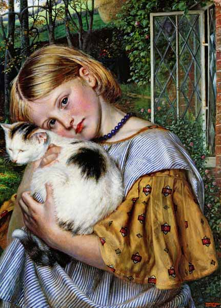 A Girl with a Cat von Robert Braithwaite Martineau