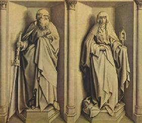 Altar des Stabwunders und der Vermählung Mariae, Rückseite - Der hl. Jakob der Ältere und die hl. Kl 1420