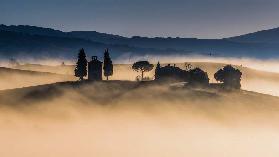 Foggy dawn in Val d'Orcia