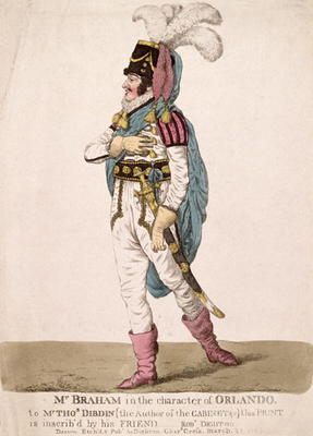 Mr. Braham in the character of Orlando from Shakespeare's 'As You Like It', pub. 1802 (coloured engr von Robert Dighton