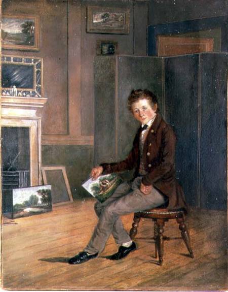 Portrait of Joseph Stannard (1797-1830) as a Youth (oil on paper on canvas) von Robert Ladbrooke