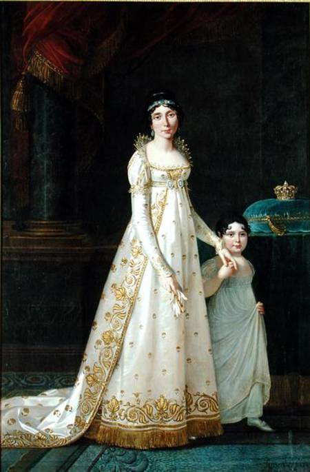 Portrait of Marie-Julie Clary (1777-1845) Queen of Naples with her daughter Zenaide Bonaparte (1801- von Robert Lefevre