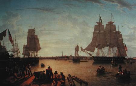 Boston Harbour from Constitution Wharf von Robert Salmon