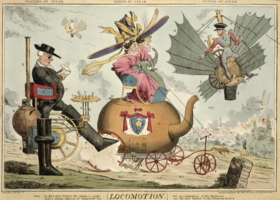 Locomotion - Walking by Steam, Riding by Steam, Flying by Steam, published by Thomas McLean, London von Robert Seymour