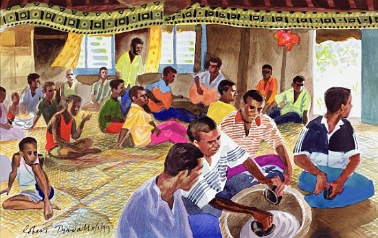 Kava Drinking Ceremony, Fiji, 1999 (w/c on paper)  von Robert  Tyndall