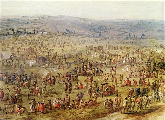 Military Encampment (oil on copper) (detail of 341904) von Robert van den Hoecke
