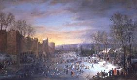 Ice Skating on the Stadtgraben in Brussels 1649