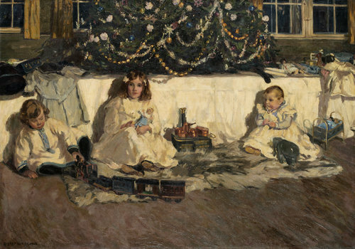 Kinder unter dem Weihnachtsbaum von Robert Weise
