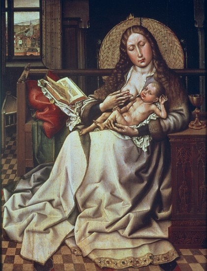 Virgin and Child Before a Firescreen, c.1440 (oil & egg tempera on panel) von (Robert Campin) Master of Flemalle