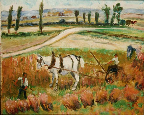 Harvesting with a White Horse (oil on board)  von Roderic O'Conor