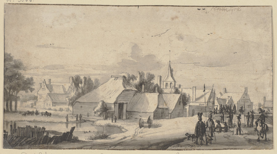 Das Dorf Sloterdyk zur Zeit des Durchzuges der Truppen des Prinzen Wilhelm II von Oranien im Jahre 1 von Roelant Roghman