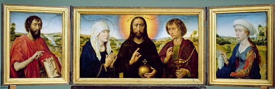 The Braque Family Triptych, St. John the Baptist, Christ the Redeemer between the Virgin and St. Joh von Rogier van der Weyden