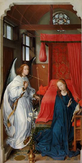 Dreikönigsaltar. Linker Flügel: Verkündigung Mariae um 1455