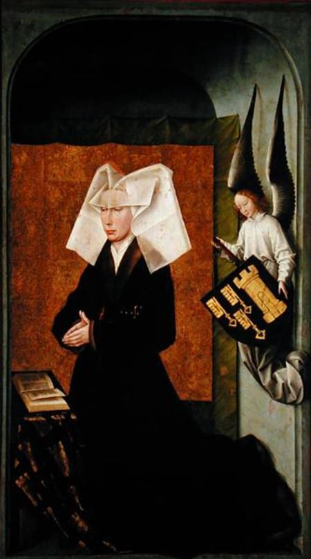 Guigone de Salins, wife of the donor, Chancellor Nicholas Rolin, Kneeling in Prayer, from the revers von Rogier van der Weyden