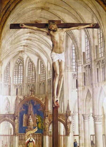 The Seven Sacraments Altarpiece, detail of Christ on the Cross von Rogier van der Weyden