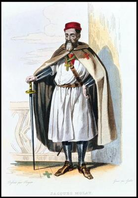 Portrait of Jacques de Molay (c.1243-1314) Master of the Knights Templar, illustration from 'Le Plut 1870