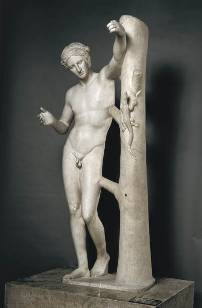 Apollo Sauroktonos (Lizard Killer)  copy of a Greek bronze made c.350 BC and attributed to Praxitele von Roman